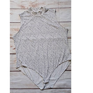 H&M Mock Neck Dotted Dalmation Bodysuit Top